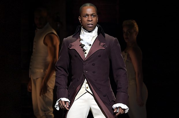 NEW YORK, NY - FEBRUARY 15: Actor Leslie Odom, Jr. performs on stage during "Hamilton" GRAMMY performance for The 58th GRAMMY Awards at Richard Rodgers Theater on February 15, 2016 in New York City. (Photo by Theo Wargo/WireImage)