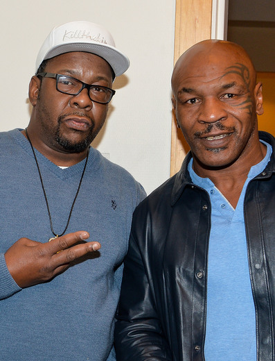LAS VEGAS, NV - NOVEMBER 05: Singer Bobby Brown and Mike Tyson backstage at 2016 Soul Train Music Awards - Soul Train presents The Comedy Get Down on November 5, 2016 in Las Vegas, Nevada. (Photo by Paras Griffin/BET/Getty Images for BET)