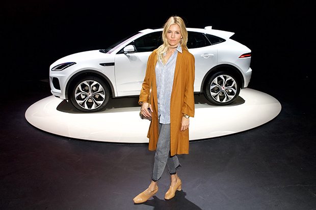 Actress Sienna Miller gives her seal of approval to the all-new Jaguar E-PACE ahead of its world record breaking global launch at London's ExCel Centre today (13 July)