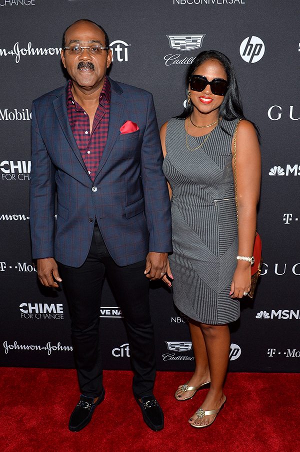 NEW YORK, NY - SEPTEMBER 23: Prime Minister of Antigua and Barbuda Gaston Browne and Maria Browne poses in the VIP Lounge during the 2017 Global Citizen Festival in Central Park to End Extreme Poverty by 2030 at Central Park on September 23, 2017 in New York City. (Photo by Noam Galai/Getty Images for Global Citizen) *** Local Caption *** Gaston Browne; Maria Browne