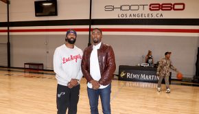 TORRANCE, CA - NOVEMBER 02: Baron Davis (L) and Roger Mason Jr. attend The Launch of The House Of Remy Martin MVP Experience at Shoot 360 on November 2, 2017 in Torrance, California. (Photo by Jerritt Clark/Getty Images for Remy Martin)