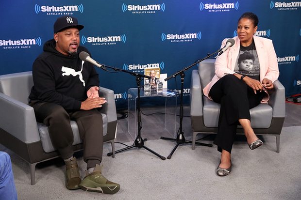 (L-R) Entrepreneur and author Daymond John talks with SiriusXM host Karen Hunter for SiriusXMÕs Town Hall series at SiriusXM Studios on April 19, 2018 in New York City. (April 18, 2018 - Source: Astrid Stawiarz/Getty Images North America)
