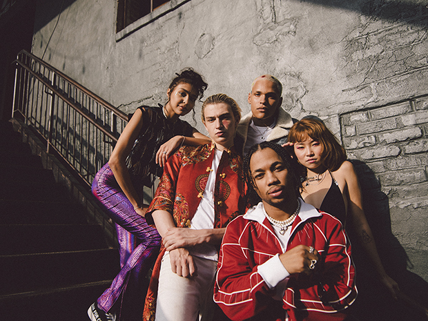 FUSE "The 212" cast members (Left Rear) musician/DJ Odalys, (Front Center) musician K$ace, (Right Middle) model/designer Milk, (Rear Center) model/designer PosterBoy, and (Left Middle) model Dallas