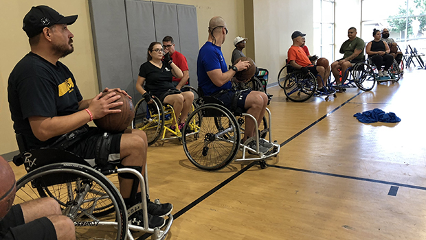 Wounded Warrior Project exposes veterans to adaptive sports to help them gain confidence and knowledge of whatís available. Warriors had the opportunity to try soccer, football, softball, and basketball ñ all in wheelchairs. Many are encouraged to continue participating in adaptive sports.