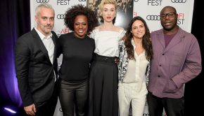 LOS ANGELES, CA - NOVEMBER 14: (L-R) Iain Canning, Viola Davis, Elizabeth Debicki, Michelle Rodriguez, and Steve McQueen attend the gala screening of "Widows" during AFI FEST 2018 at the TCL Chinese Theatre on November 14, 2018 in Los Angeles, California. (Photo by Michael Kovac/Getty Images for AFI)