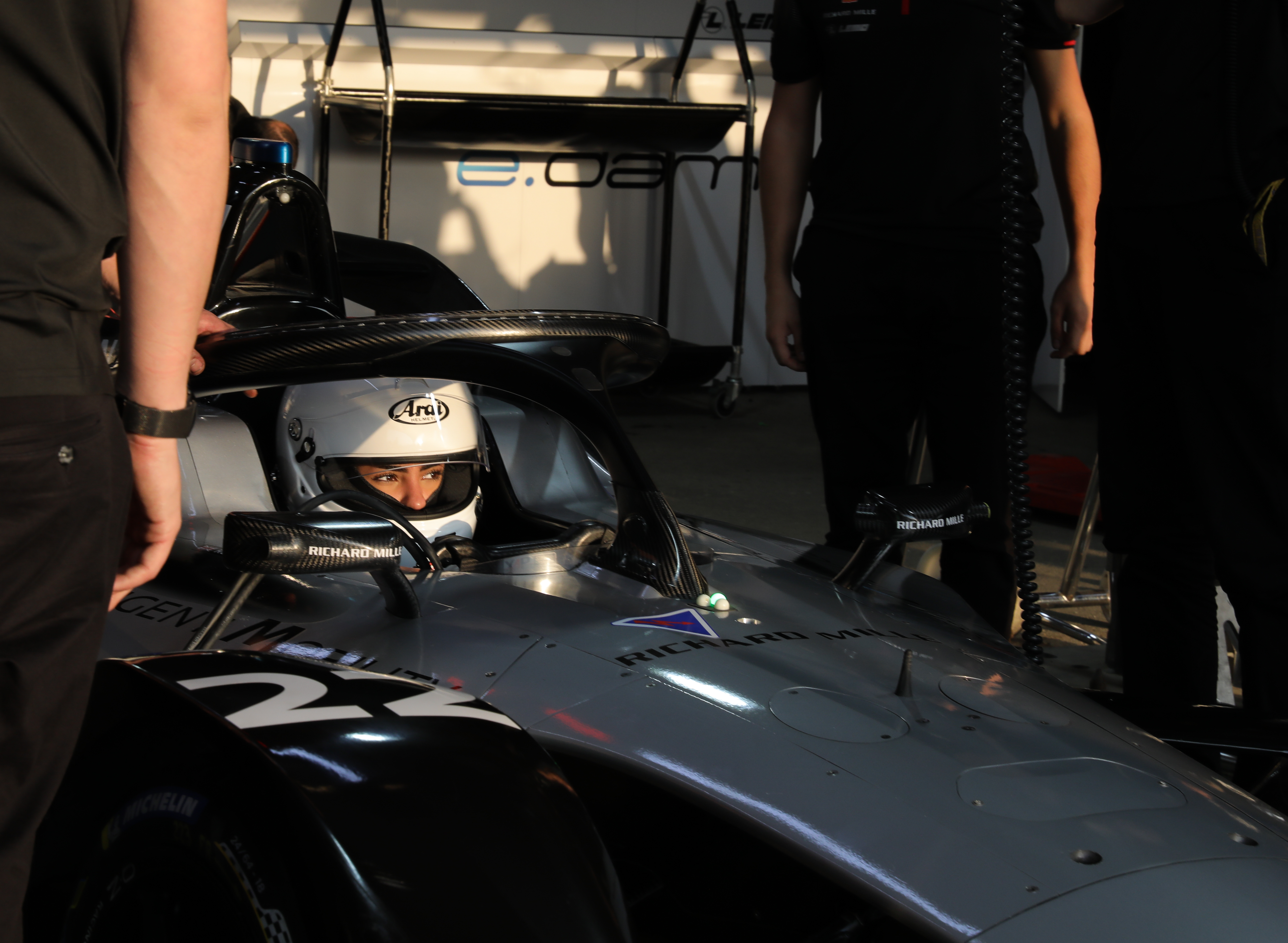 Reem Al-Aboud getting ready for her laps on the Ad Diriyah race track (Photo Courtesy CIC)