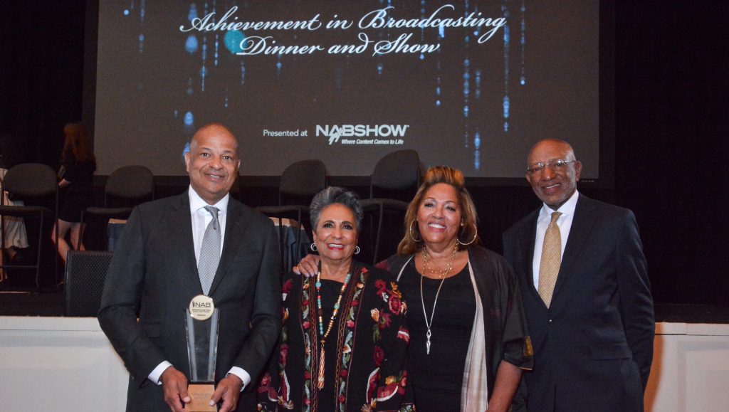 Alfred Liggins, Ms. Hughes, Marcella and Terry Jones at NAB (Photo Credit: Joe Durkin, Content Courtesy of Urban One)