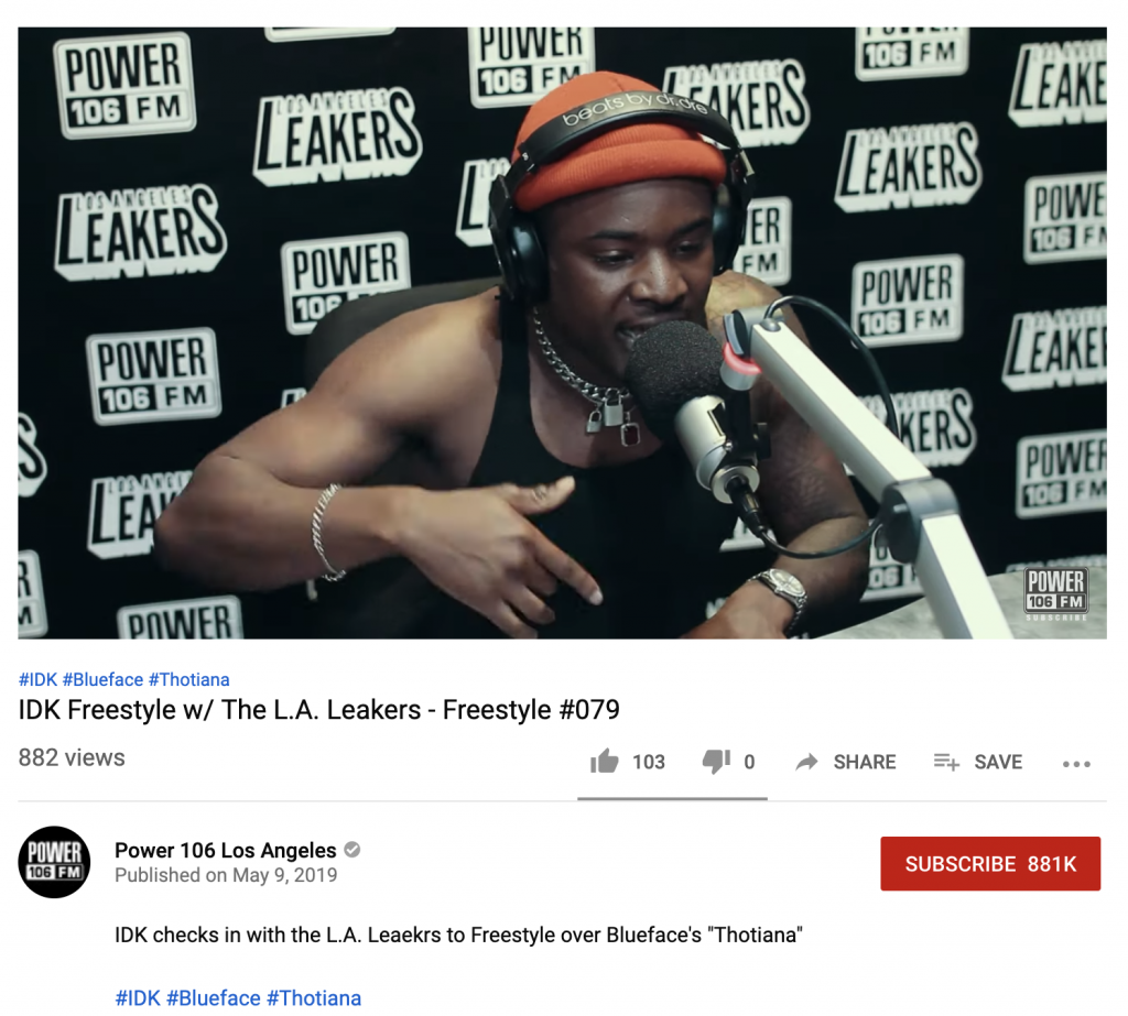 Watch Rapper Idk Freestyles Over Blueface S Thotiana For Power