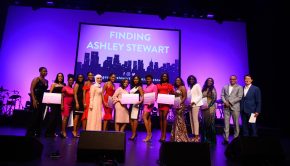 2019 Finding Ashley Stewart Scholarship winners with Sekou Kaalund, head of JPMorgan Chase & Co., Advancing Black Pathways and James Rhee, Chairman and CEO of Ashley Stewart