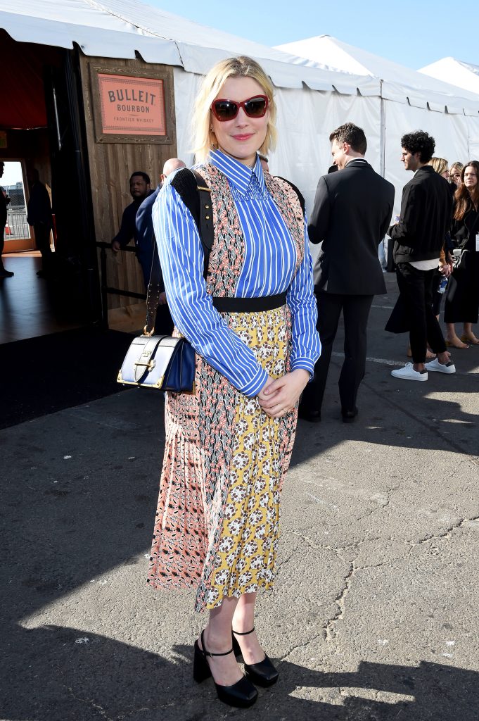 Greta Gerwig outside the Bulleit Frontier Whiskey Arcade Lounge at the 2020 Film Independent Spirit Awards on February 08, 2020 in Santa Monica, California.