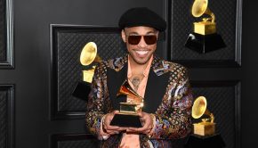 LOS ANGELES, CALIFORNIA - MARCH 14: Anderson .Paak poses with the Grammy for Best Melodic Rap Performance in the media room during the 63rd Annual GRAMMY Awards at Los Angeles Convention Center on March 14, 2021 in Los Angeles, California. (Photo by Kevin Mazur/Getty Images for The Recording Academy )