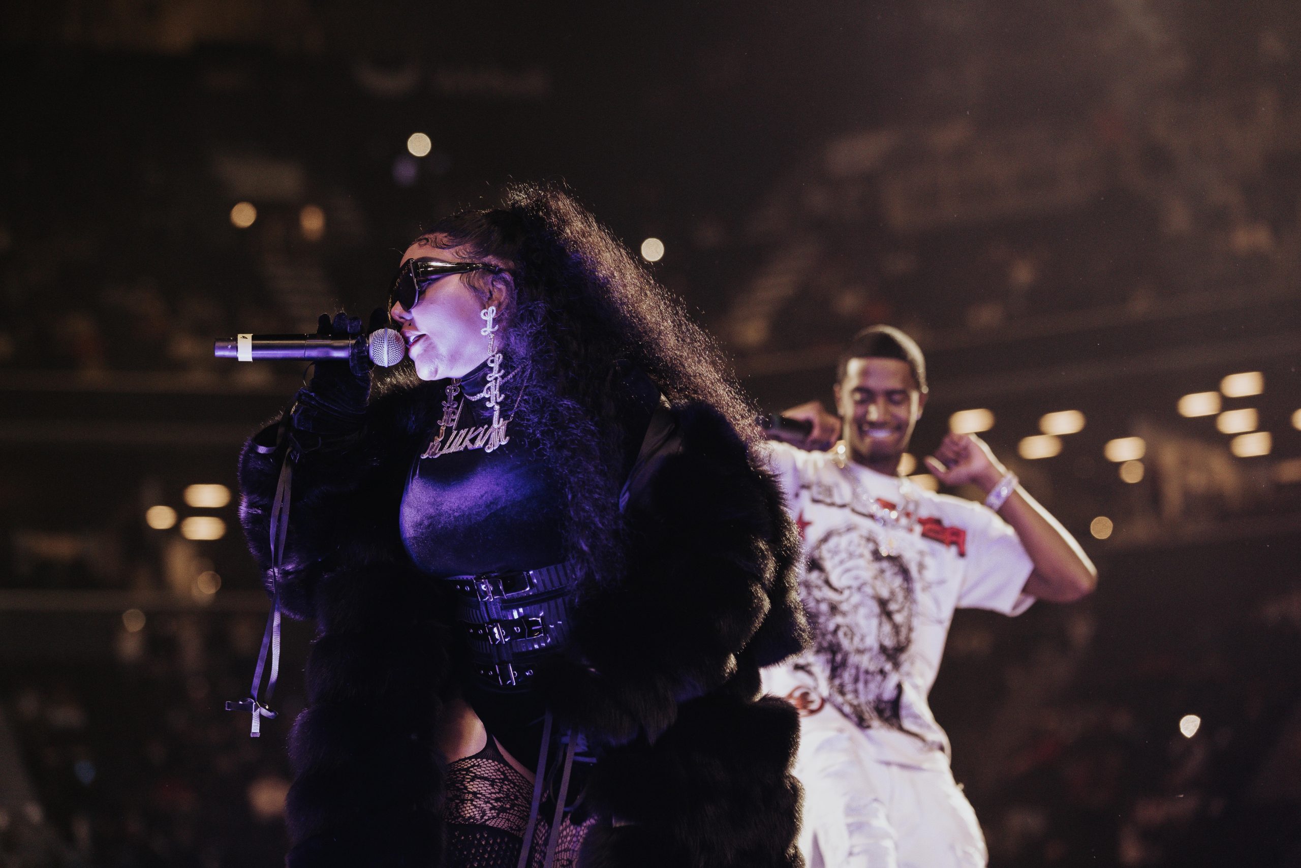 Lil Kim and King Combs onstage at The Ball Drops in Brooklyn concert - Barclays December 30, 2022 - Photo Credit Henry Hwu