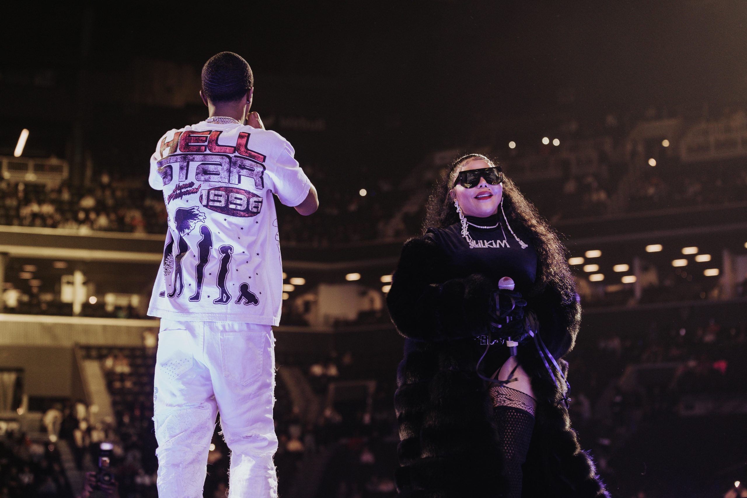 Lil Kim and King Combs onstage - Barclays December 30, 2022 - Photo Credit Henry Hwu