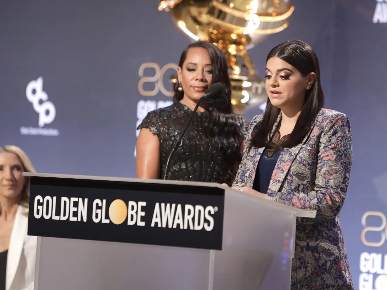 Selenis Leyva and Mayan Lopez at 80th Golden Globe Awards Nomination Announcement - Photo Credit Harmony Gerber/HFPA