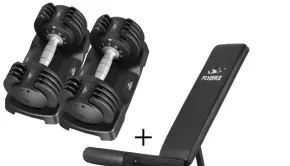 Flybird Fitness bundle set of 25 lbs dumbbells and weight bench