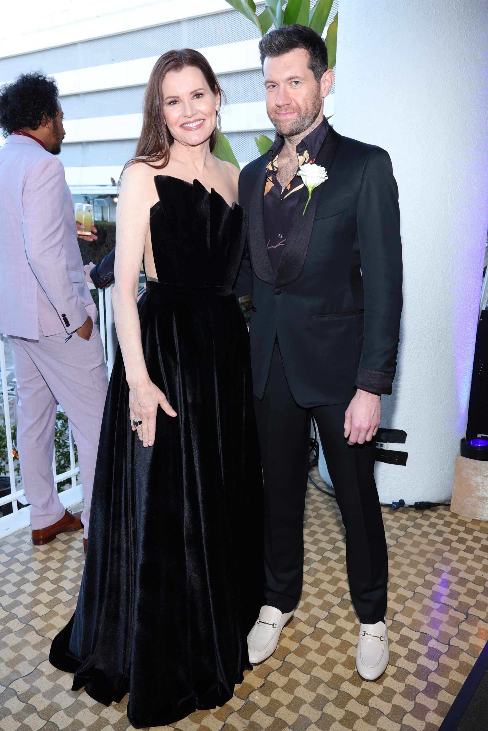 BEVERLY HILLS, CALIFORNIA - MARCH 30: (L-R) Geena Davis and Billy Eichner attend the 34th Annual GLAAD Media Awards Sponsored by Ketel One Family Made Vodka at The Beverly Hilton on March 30, 2023 in Beverly Hills, California. (Photo by Rich Polk/Getty Images for Ketel One)