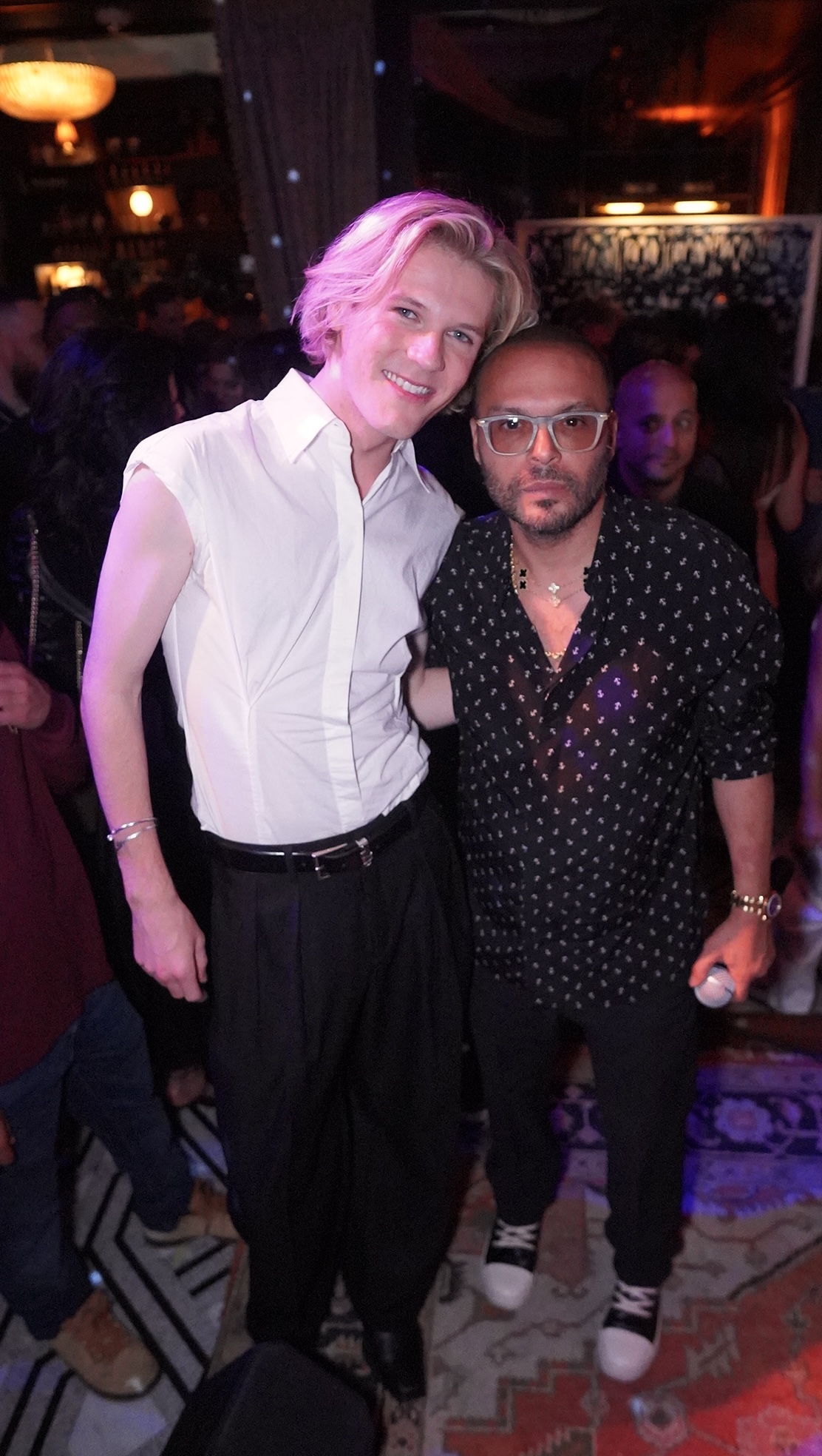 Davis Burleson and Richie Akiva at The Ned NoMad one year anniversary party hosted by Richie Akiva featuring Moet & Chandon on June 8, 2023