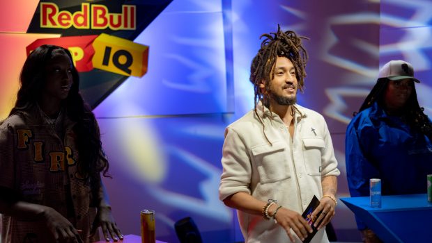 Patrick Cloud introduces the two teams participating in Red Bull Rap IQ in Santa Monica, CA, USA on April 19, 2023. // Darrell Jackson / Red Bull Content Pool