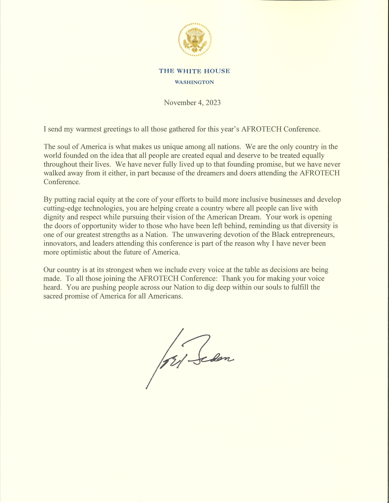 Aftrotech - Letter from President Biden