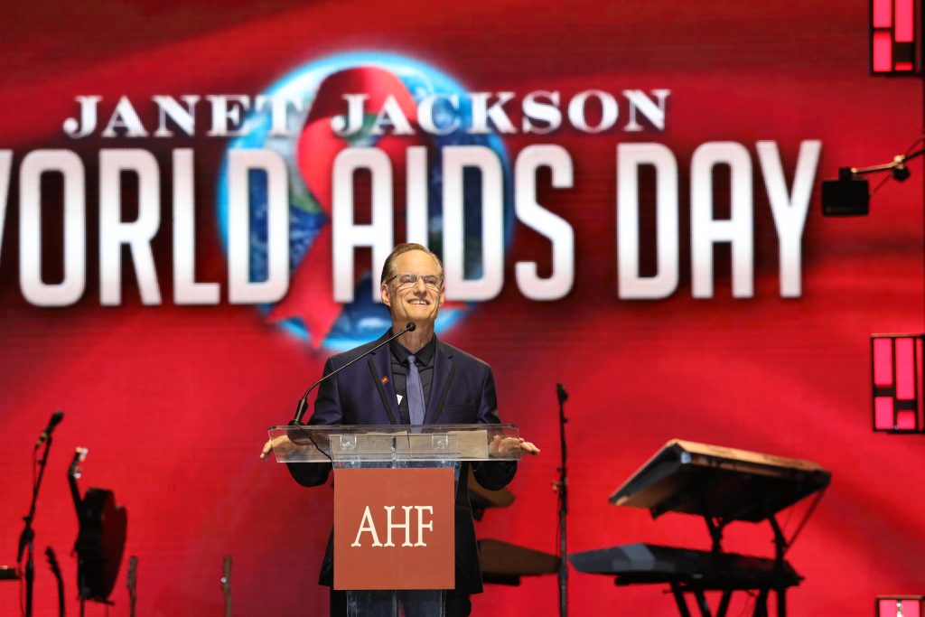HOUSTON, TEXAS - DECEMBER 01: Michael Weinstein at NRG Arena on December 01, 2023 in Houston, Texas. (Photo by Bob Levey/Getty Images for AIDS Healthcare Foundation)