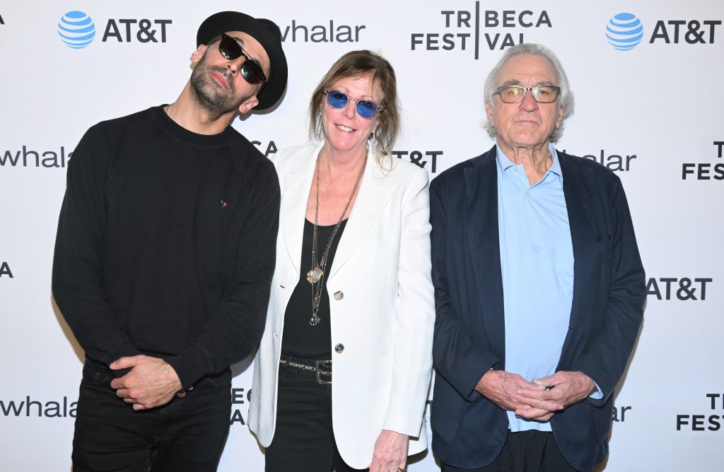 JR, Jane Rosenthal, and Robert De Niro at Tribeca Festival at Art Basel in Miami Beach, Florida. (photo credit: Stephen Lovekin for Tribeca)